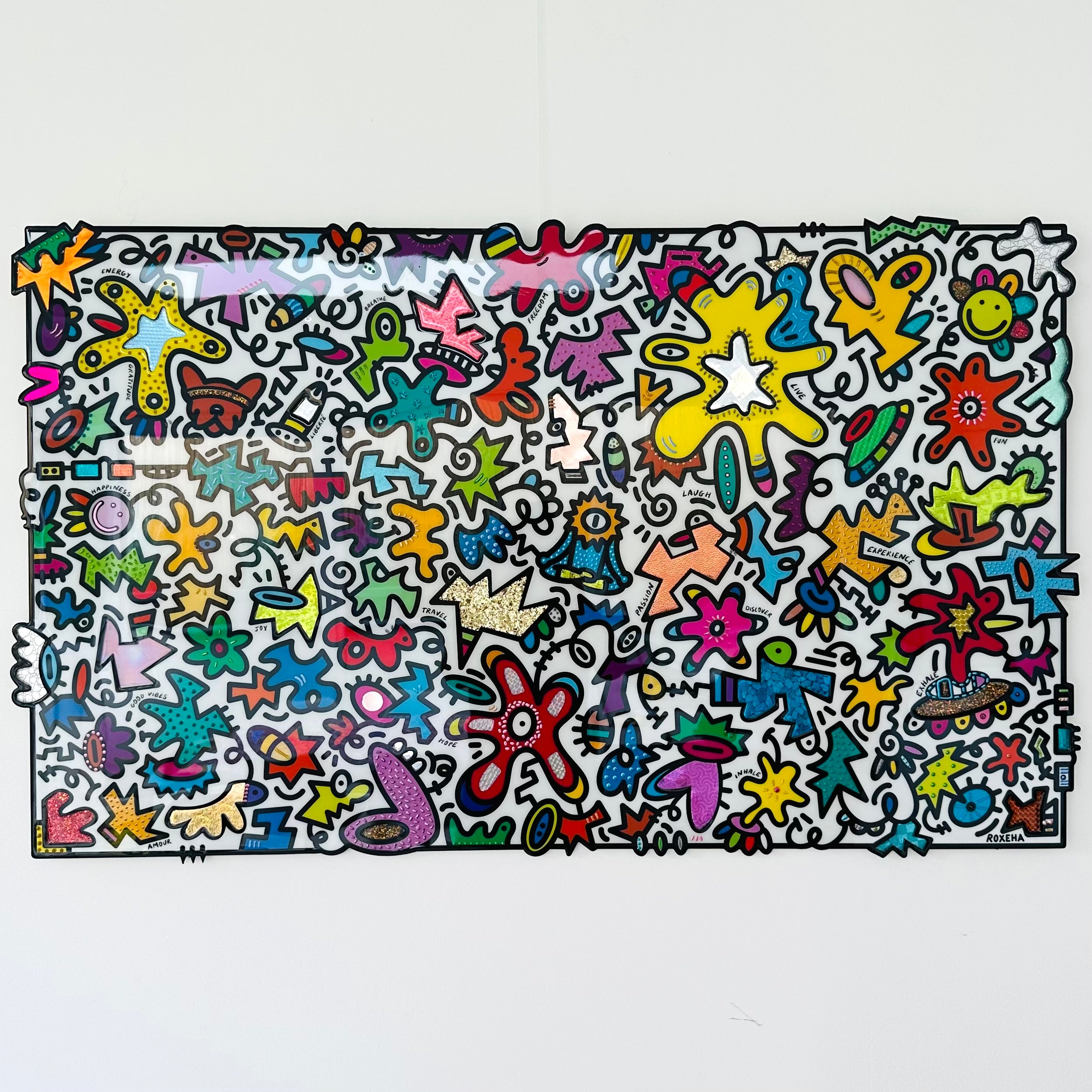 tableau pop art deco intérieure interior expo peintre belge artiste belge decoration original peinture Keith haring peps good vibes decoratie belgique Bruxelles Brussel print gallery popart epoxy résine resin contemporain contemporary abstract abstrait kunst kunstenaar belg Belgium Belgian artist design galerie galerij affordable art fair Brussels aaf doodle frenchie French bulldog