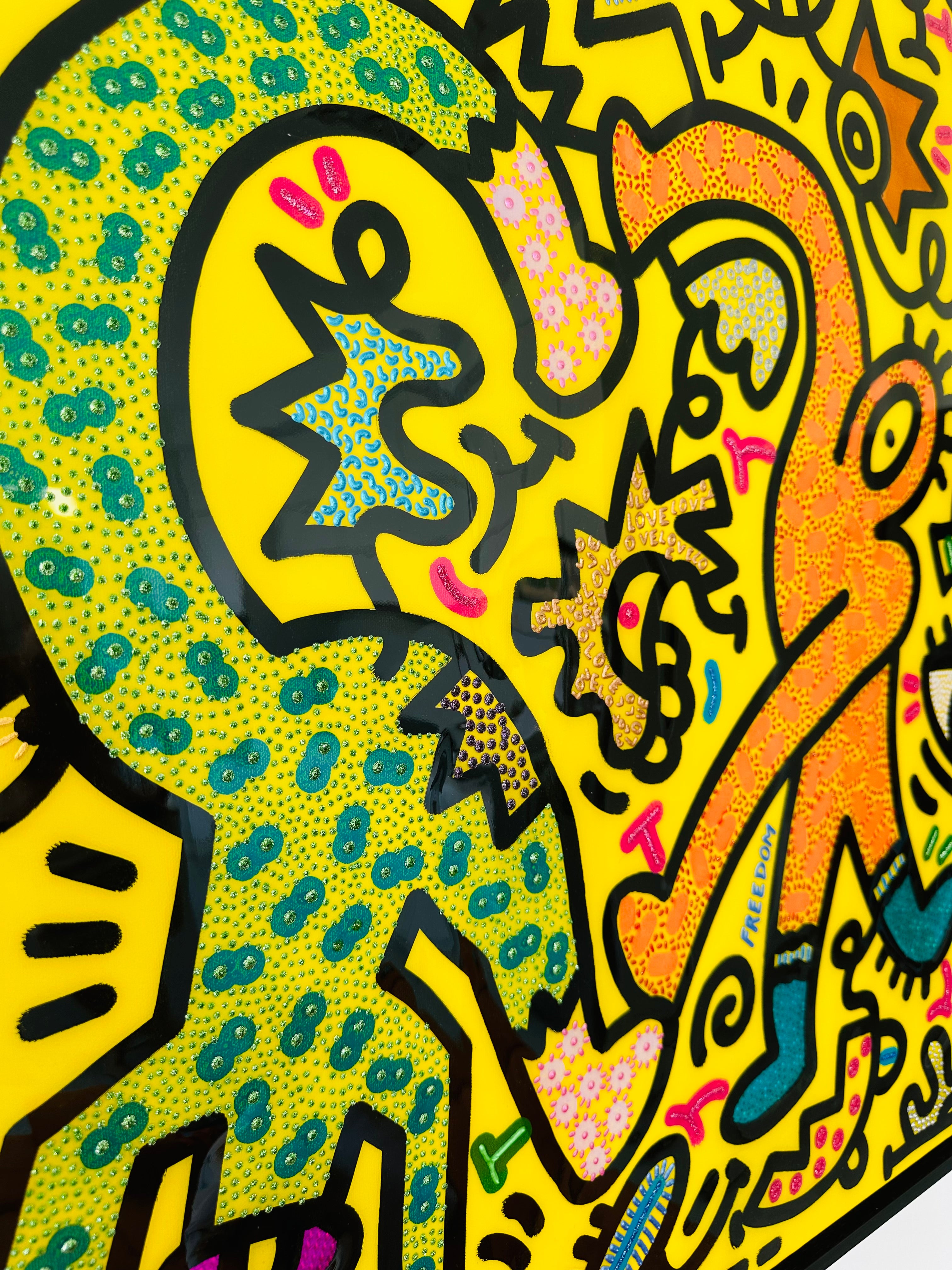 tableau pop art deco intérieure interior expo peintre belge artiste belge decoration original peinture Keith haring peps good vibes decoratie belgique Bruxelles Brussel print gallery popart epoxy résine resin contemporain contemporary abstract abstrait kunst kunstenaar belg Belgium Belgian artist design galerie galerij affordable art fair Brussels aaf doodle frenchie French bulldog