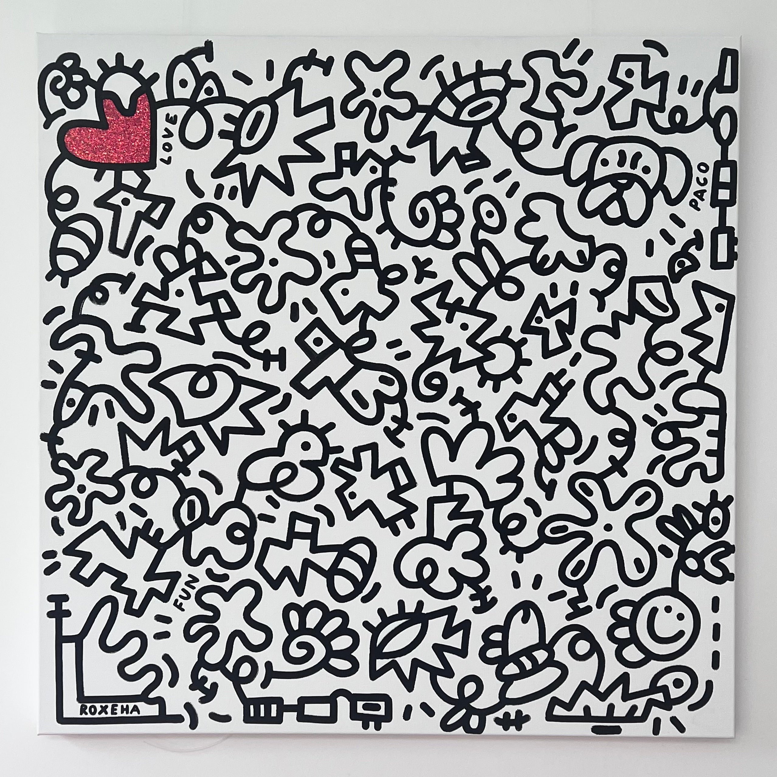 tableau pop art deco intérieure interior expo peintre belge artiste belge decoration original peinture Keith haring peps good vibes decoratie belgique Bruxelles Brussel print gallery popart epoxy résine resin contemporain contemporary abstract abstrait kunst kunstenaar belg Belgium Belgian artist design galerie galerij affordable art fair Brussels aaf doodle frenchie French bulldog