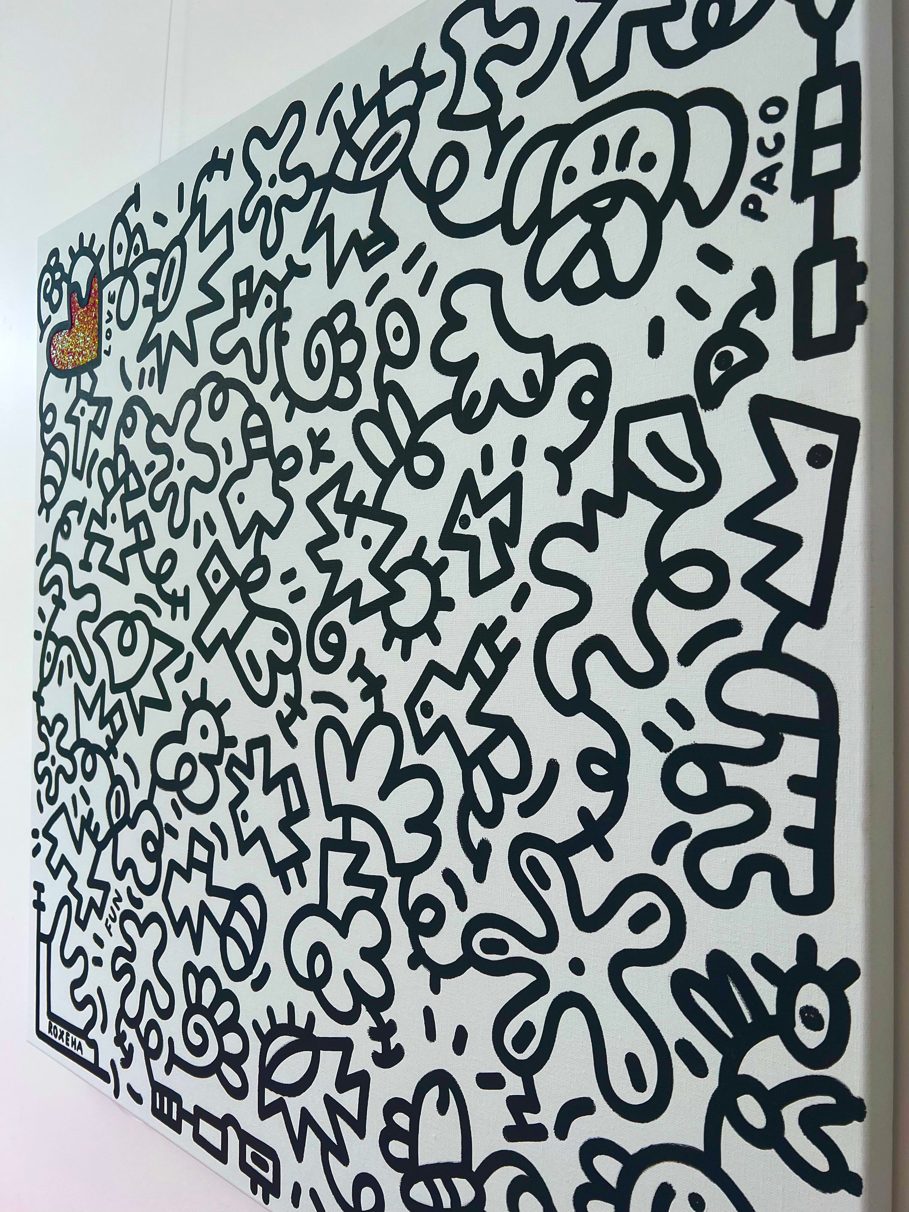 tableau pop art deco intérieure interior expo peintre belge artiste belge decoration original peinture Keith haring peps good vibes decoratie belgique Bruxelles Brussel print gallery popart epoxy résine resin contemporain contemporary abstract abstrait kunst kunstenaar belg Belgium Belgian artist design galerie galerij affordable art fair Brussels aaf doodle frenchie French bulldog