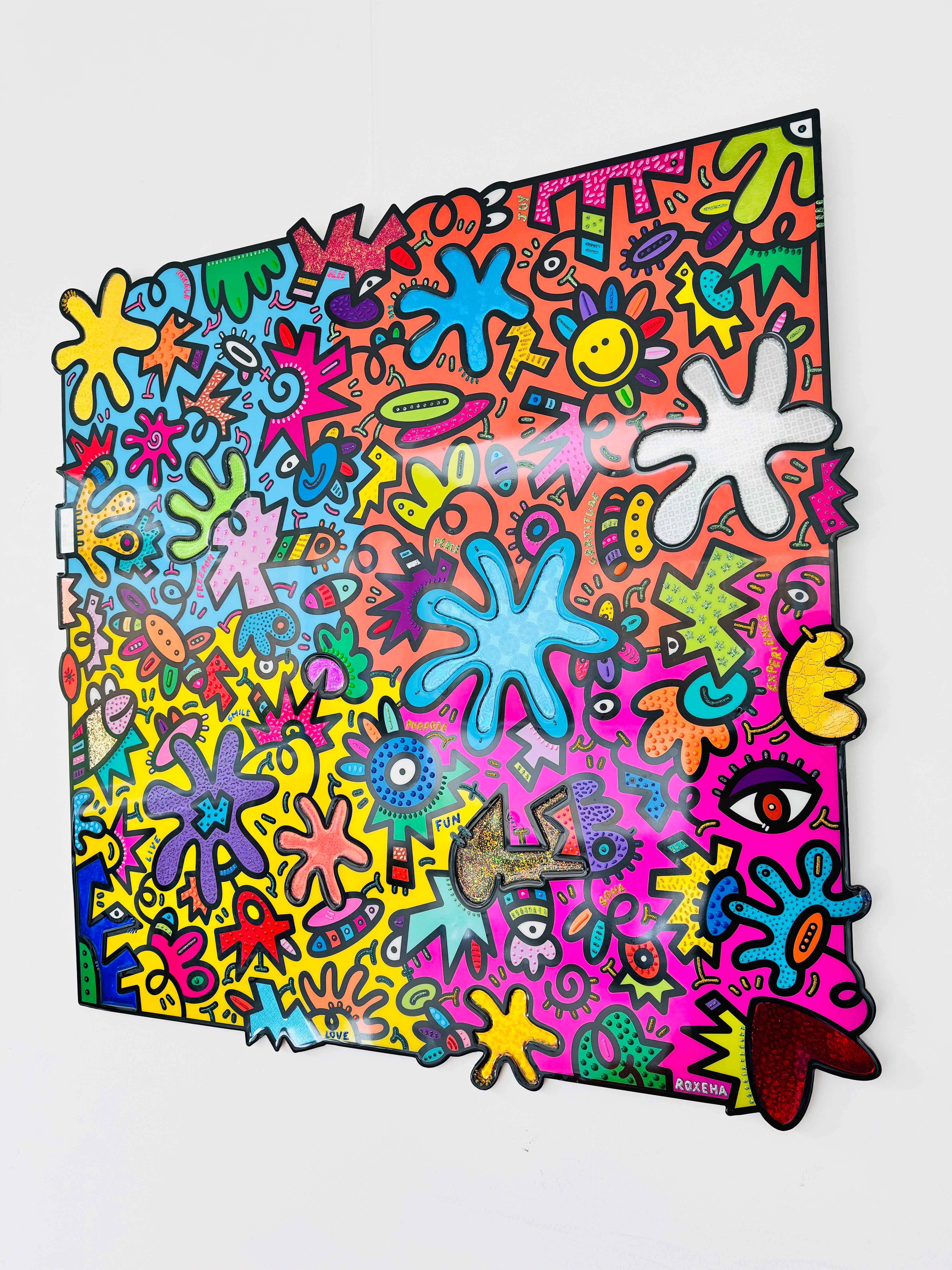 tableau pop art deco intérieure interior expo peintre belge artiste belge decoration original peinture Keith haring peps good vibes decoratie belgique Bruxelles Brussel print gallery popart epoxy résine resin contemporain contemporary abstract abstrait kunst kunstenaar belg Belgium Belgian artist design galerie galerij