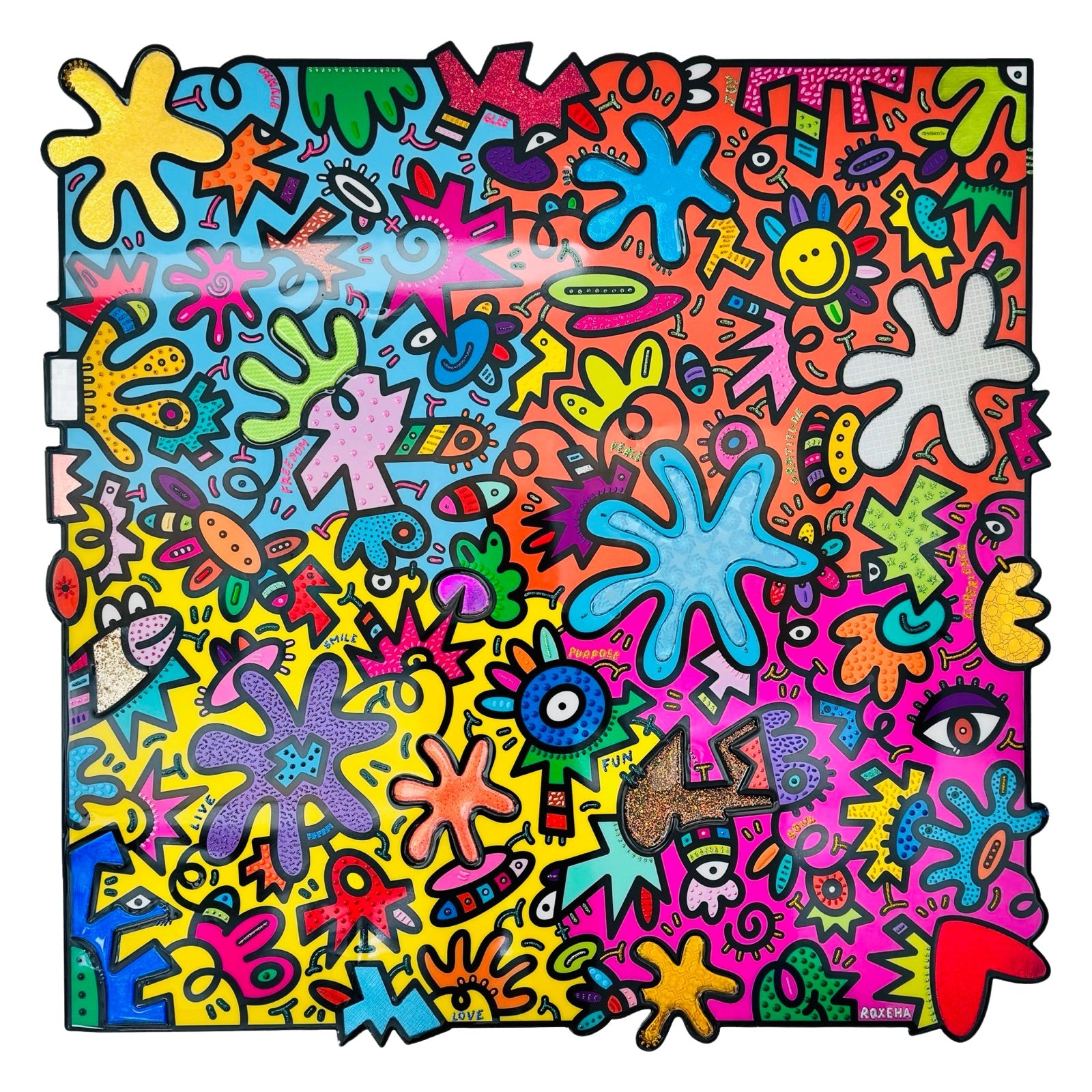 tableau pop art deco intérieure interior expo peintre belge artiste belge decoration original peinture Keith haring peps good vibes decoratie belgique Bruxelles Brussel print gallery popart epoxy résine resin contemporain contemporary abstract abstrait kunst kunstenaar belg Belgium Belgian artist design galerie galerij