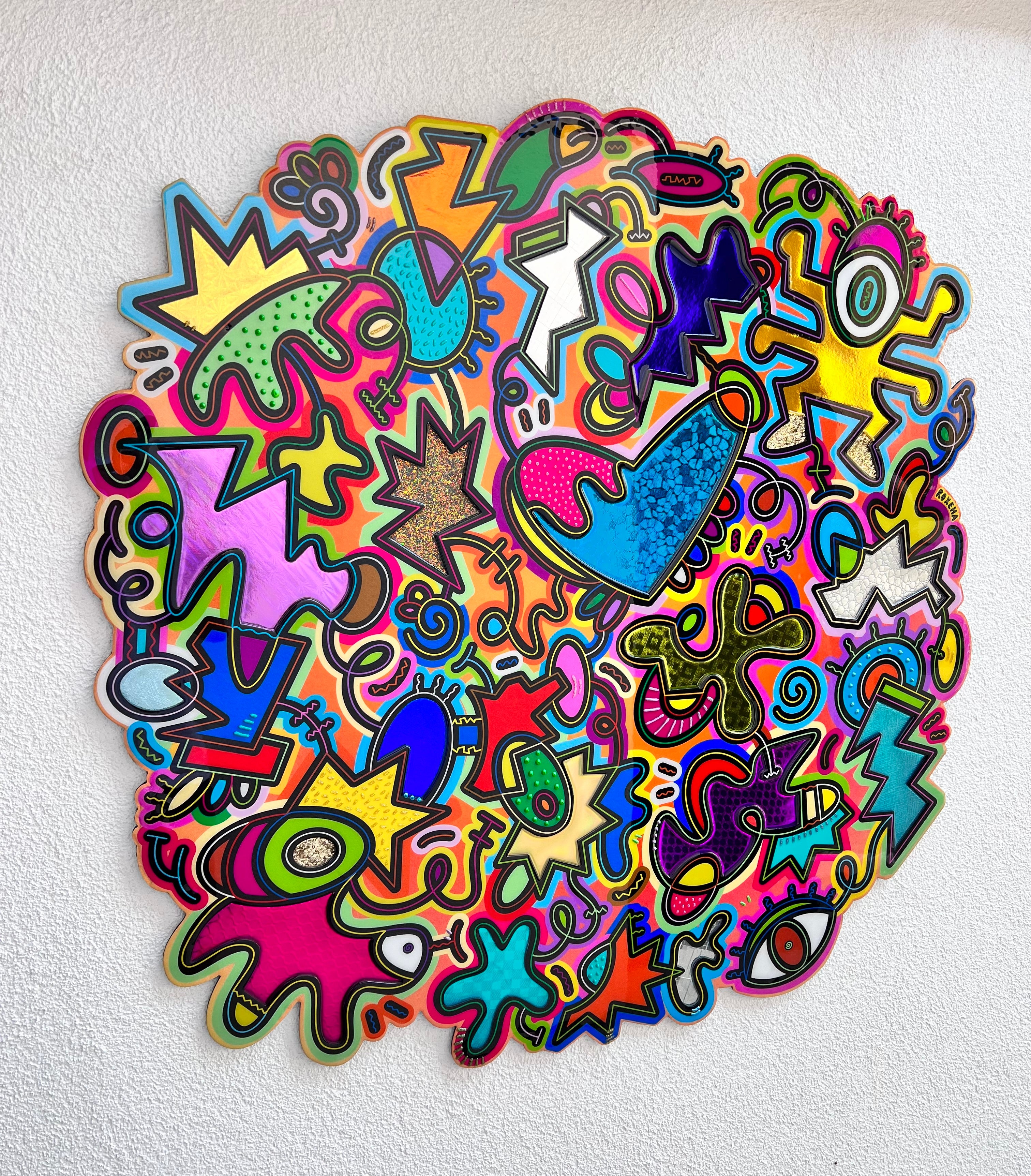 tableau pop art deco intérieure interior expo peintre belge artiste belge decoration original peinture Keith haring peps good vibes decoratie belgique Bruxelles Brussel print gallery popart epoxy résine resin contemporain contemporary abstract abstrait kunst kunstenaar belg Belgium Belgian artist design galerie galerij