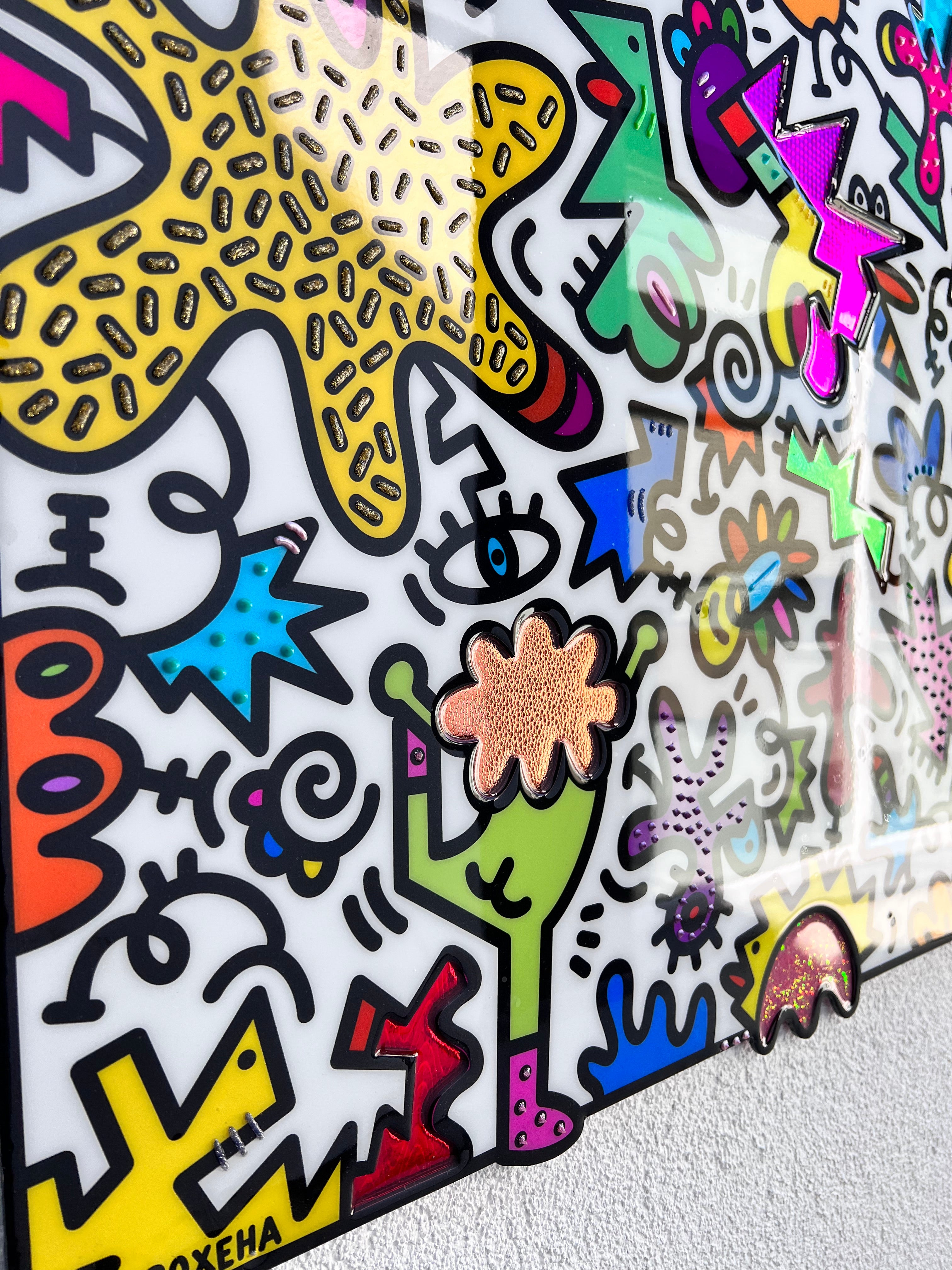 tableau pop art deco intérieure interior expo peintre belge artiste belge decoration original peinture Keith haring peps good vibes decoratie belgique Bruxelles Brussel print gallery popart epoxy résine resin contemporain contemporary abstract abstrait kunst kunstenaar belg Belgium Belgian artist design galerie galerij