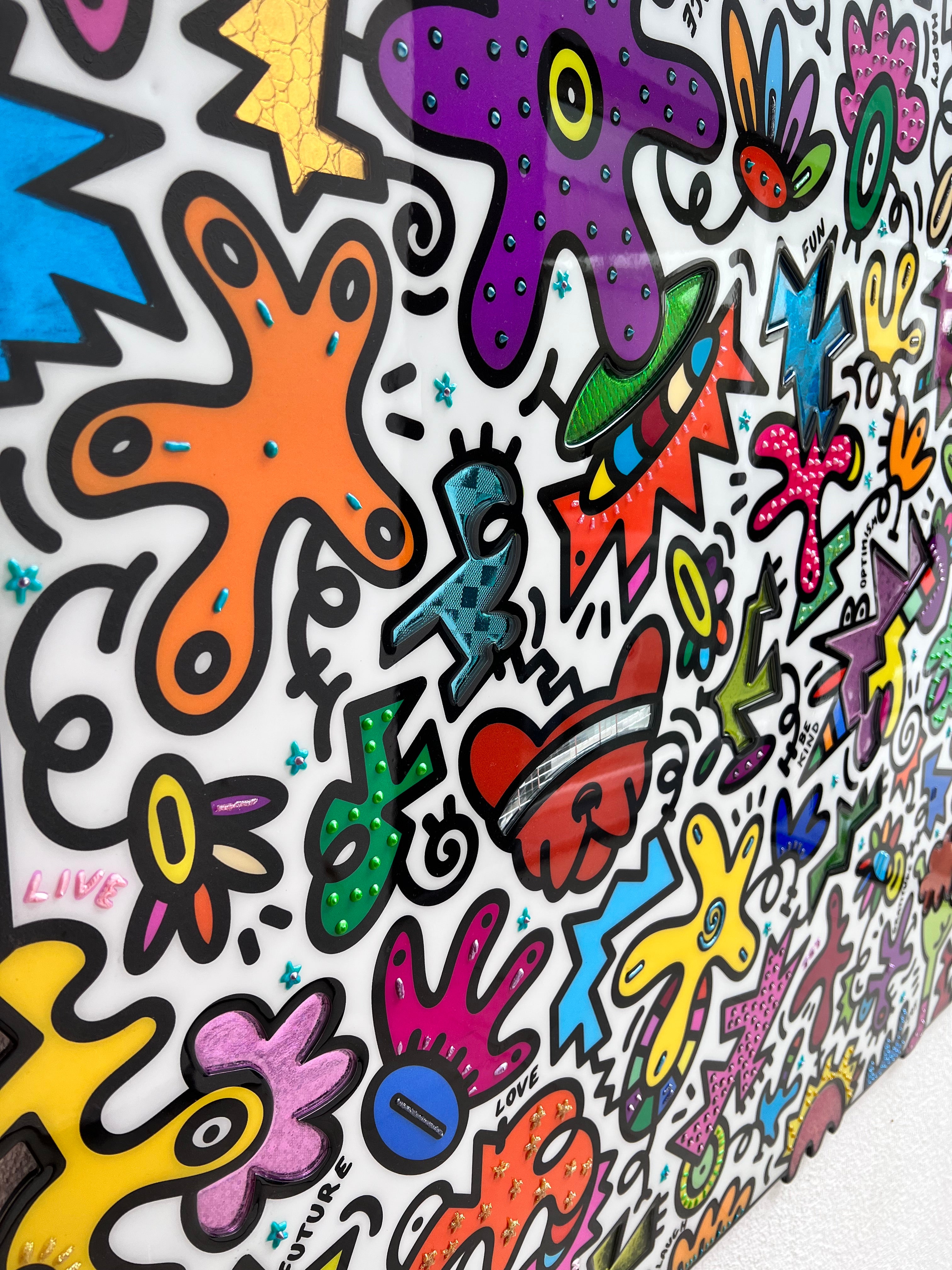 tableau pop art deco intérieure interior expo peintre belge artiste belge decoration original peinture Keith haring peps good vibes decoratie belgique Bruxelles Brussel print gallery popart epoxy résine resin contemporain contemporary abstract abstrait kunst kunstenaar belg Belgium Belgian artist design galerie galerij