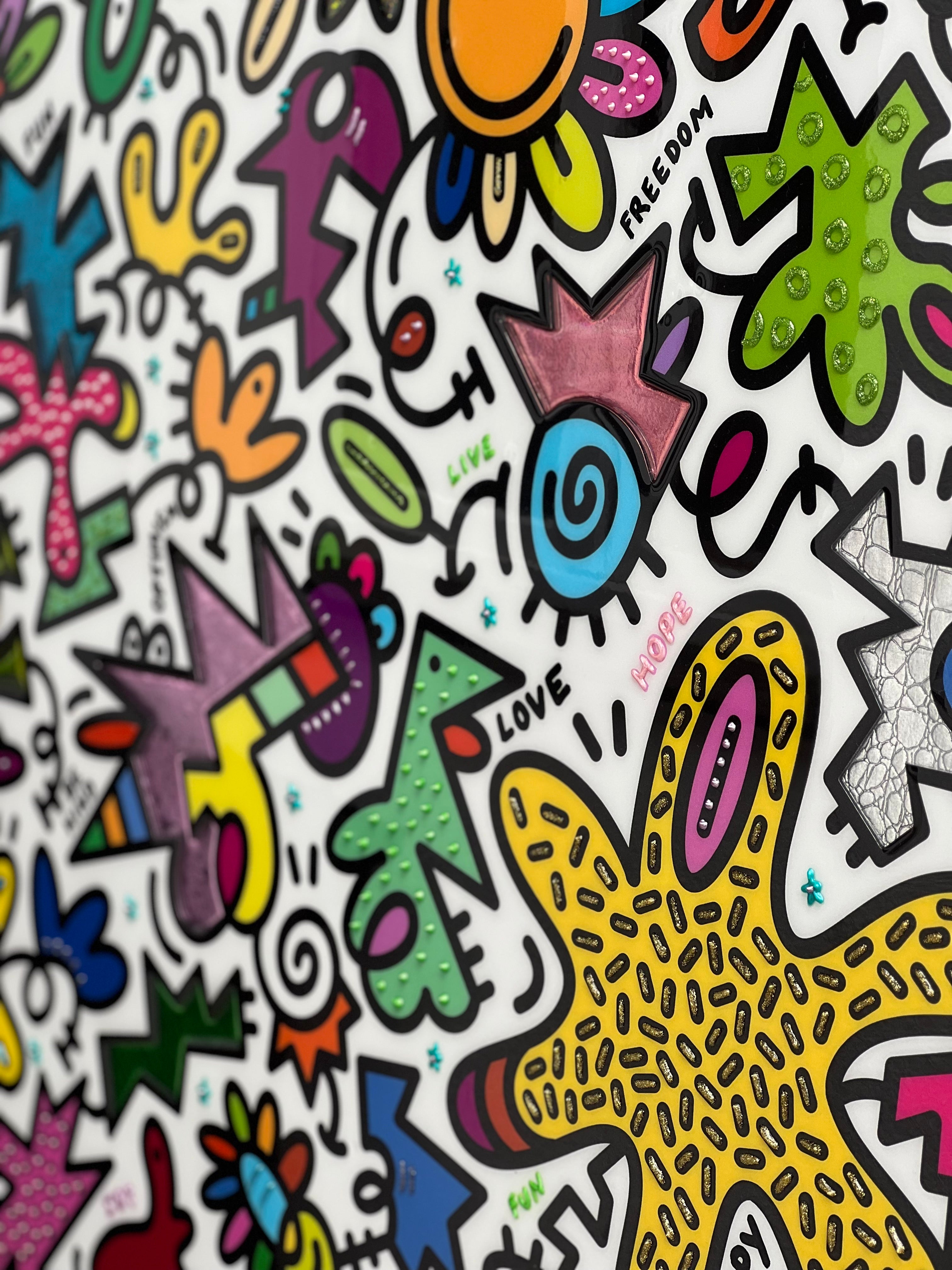 tableau pop art deco intérieure interior expo peintre belge artiste belge decoration original peinture Keith haring peps good vibes decoratie belgique Bruxelles Brussel print gallery popart epoxy résine resin contemporain contemporary abstract abstrait kunst kunstenaar belg Belgium Belgian artist design galerie galerij