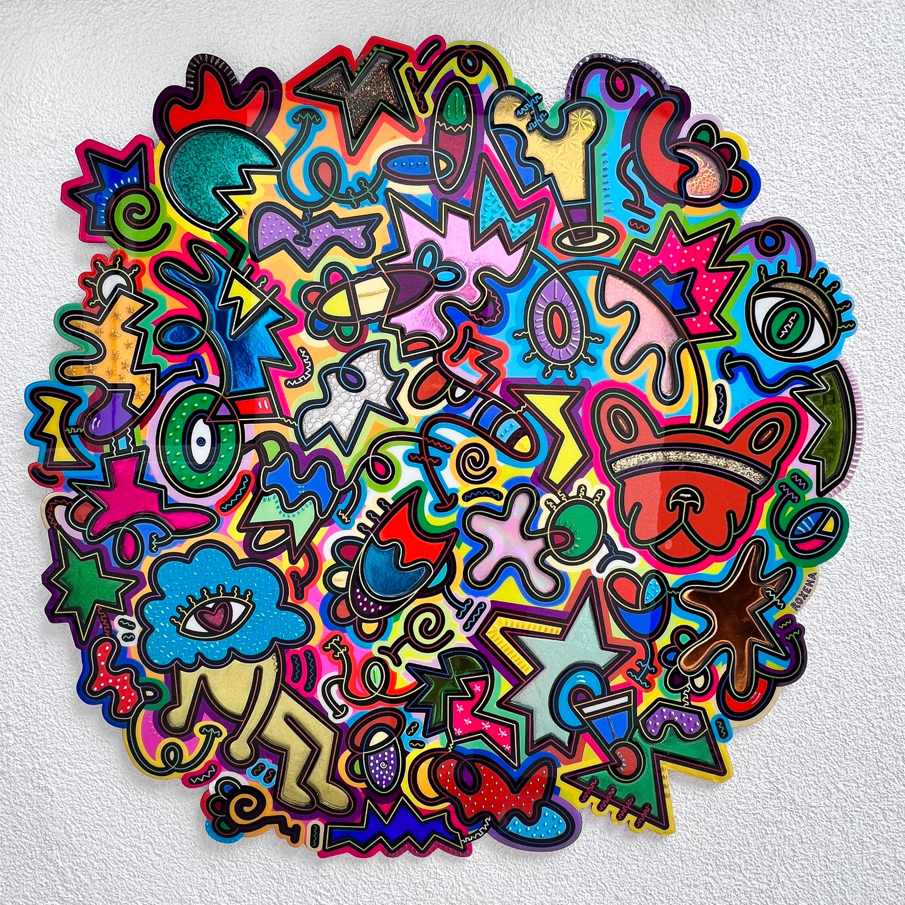tableau pop art deco intérieure interior expo peintre belge artiste belge decoration original peinture Keith haring peps good vibes decoratie belgique Bruxelles Brussel print gallery popart epoxy résine resin contemporain contemporary abstract abstrait kunst kunstenaar belg Belgium Belgian artist design galerie galerij