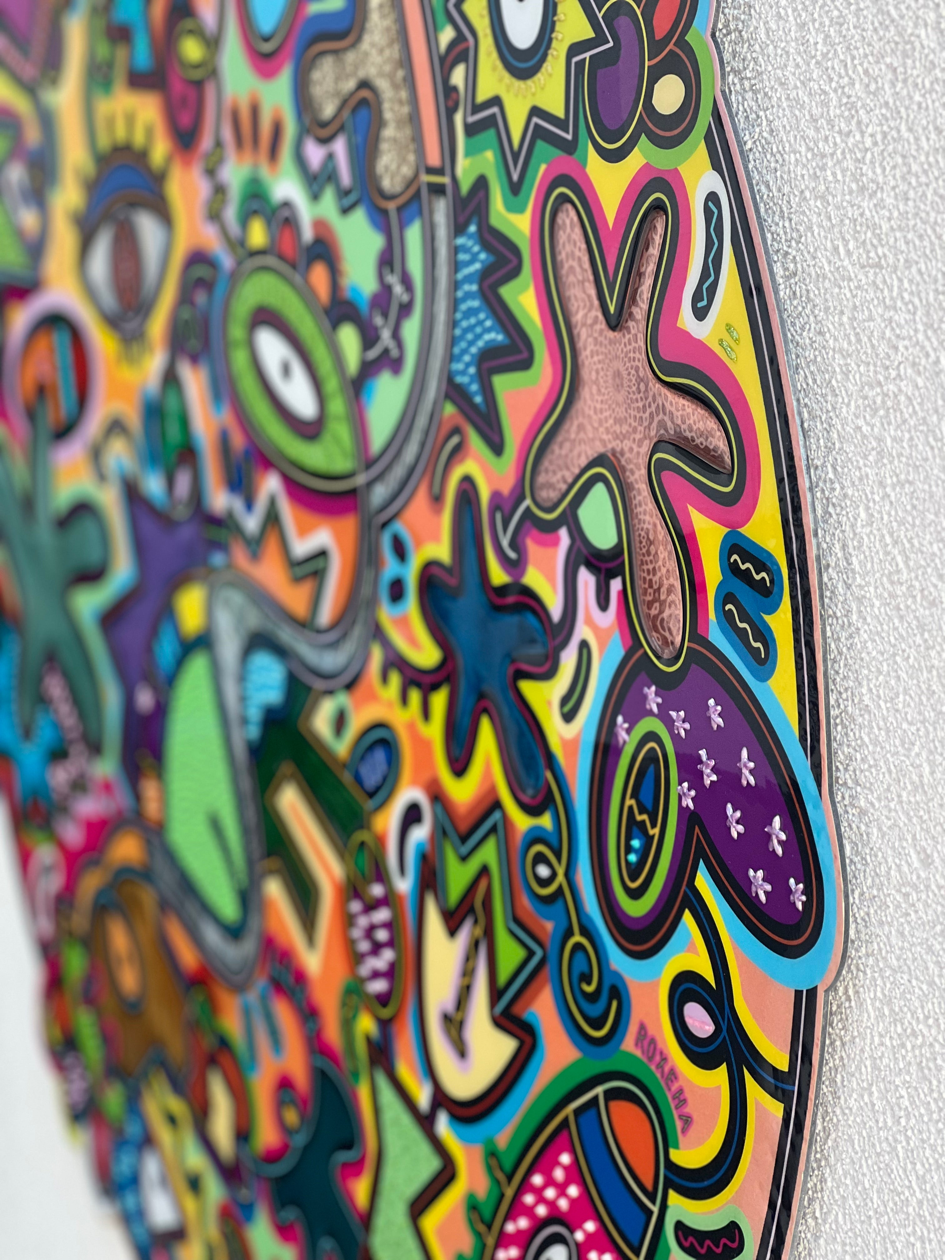 tableau pop art deco intérieure interior expo peintre belge artiste belge decoration original peinture Keith haring peps good vibes decoratie belgique Bruxelles Brussel print gallery popart epoxy résine resin contemporain contemporary abstract abstrait kunst kunstenaar belg Belgium Belgian artist design galerie galerij