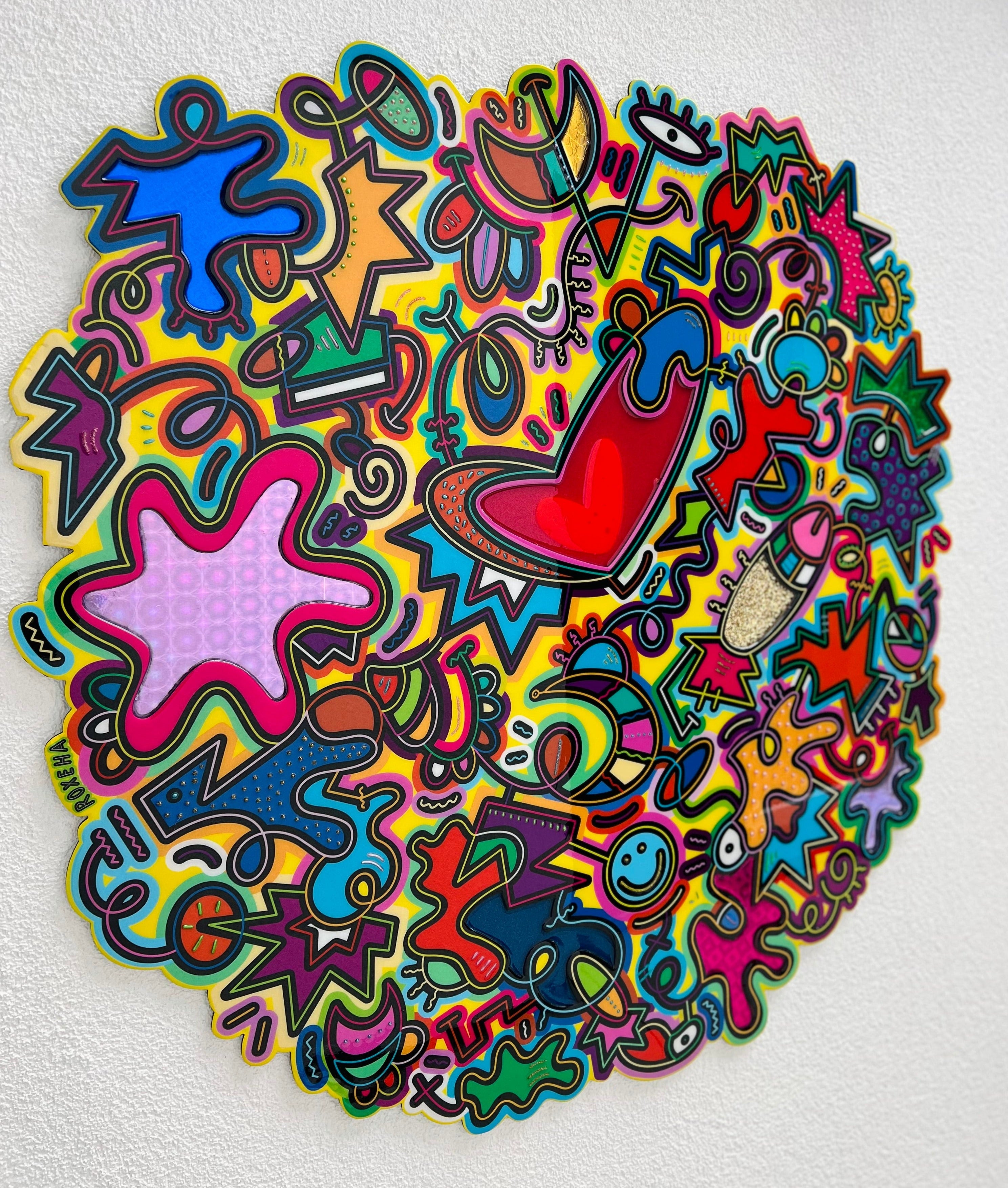 tableau pop art deco intérieure interior expo peintre belge artiste belge decoration original peinture Keith haring peps good vibes decoratie belgique Bruxelles Brussel print gallery popart epoxy résine resin contemporain contemporary abstract abstrait kunst kunstenaar belg Belgium Belgian artist design galerie galerij