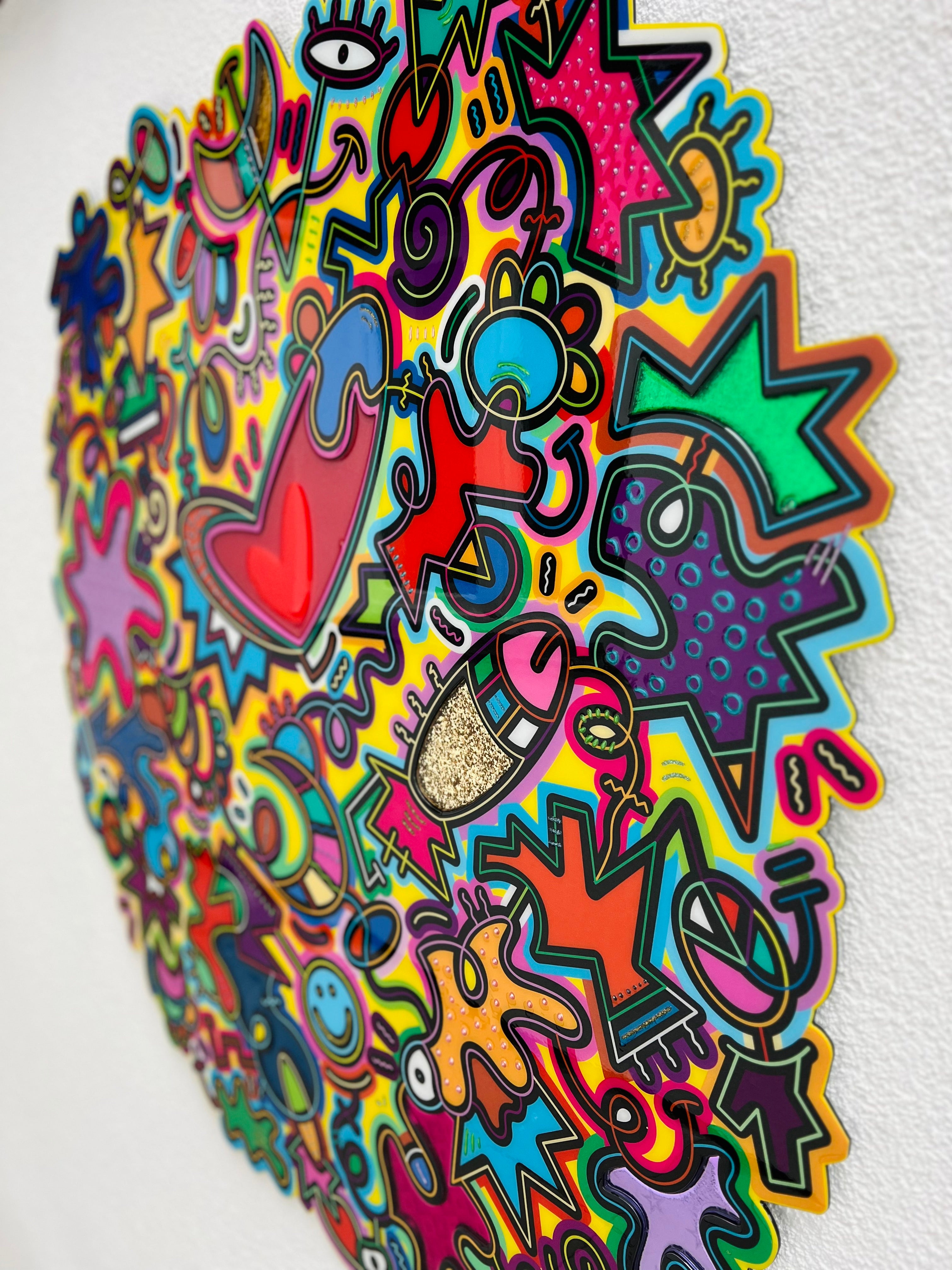 tableau pop art deco intérieure interior expo peintre belge artiste belge decoration original peinture Keith haring peps good vibes decoratie belgique Bruxelles Brussel print gallery popart epoxy résine resin contemporain contemporary abstract abstrait kunst kunstenaar belg Belgium Belgian artist design galerie galerij
