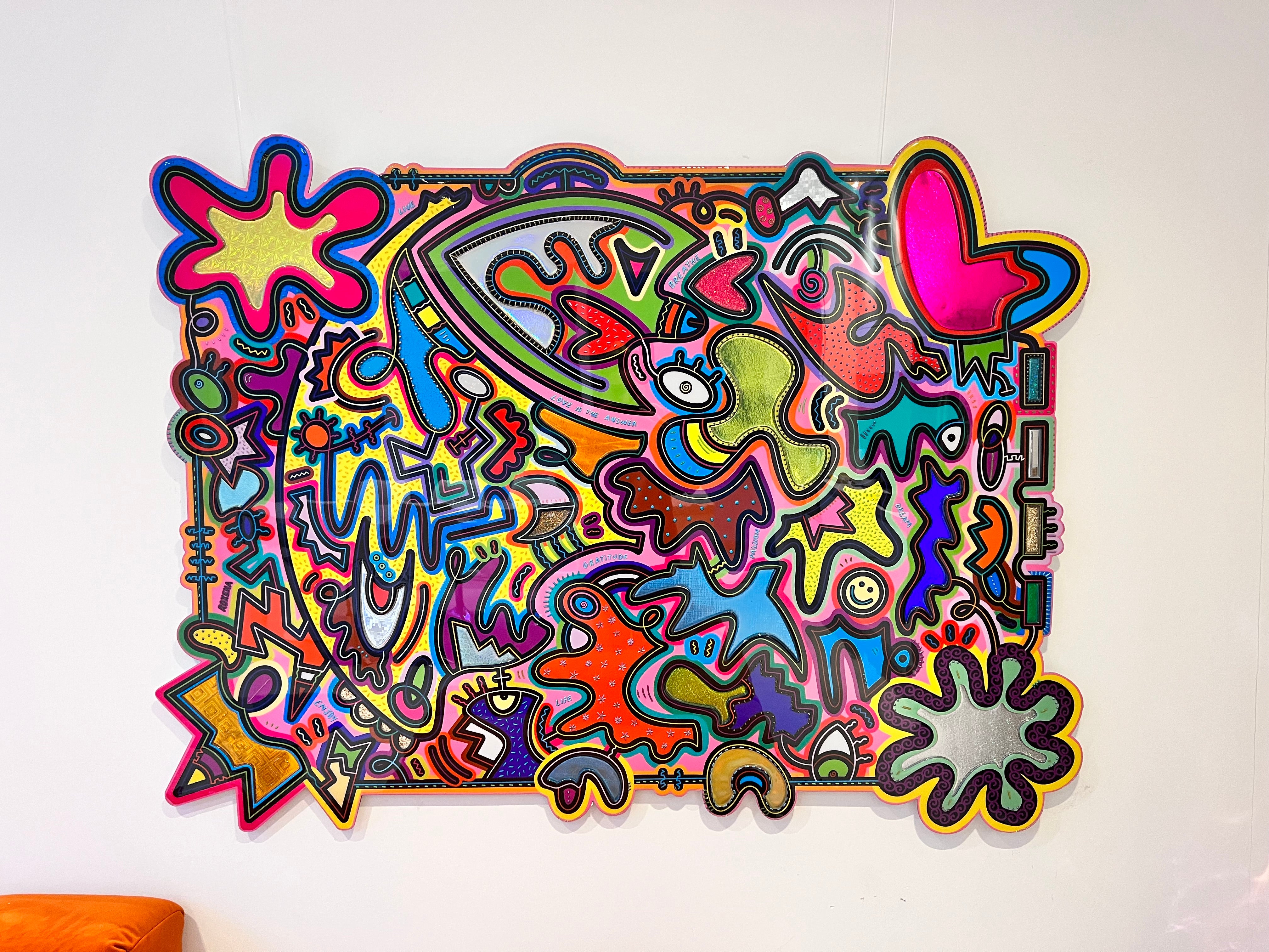 tableau pop art deco intérieure interior expo peintre belge artiste belge decoration original peinture Keith haring peps good vibes decoratie belgique Bruxelles Brussel print gallery popart epoxy résine resin contemporain contemporary abstract abstrait kunst kunstenaar belg Belgium Belgian artist design galerie galerij