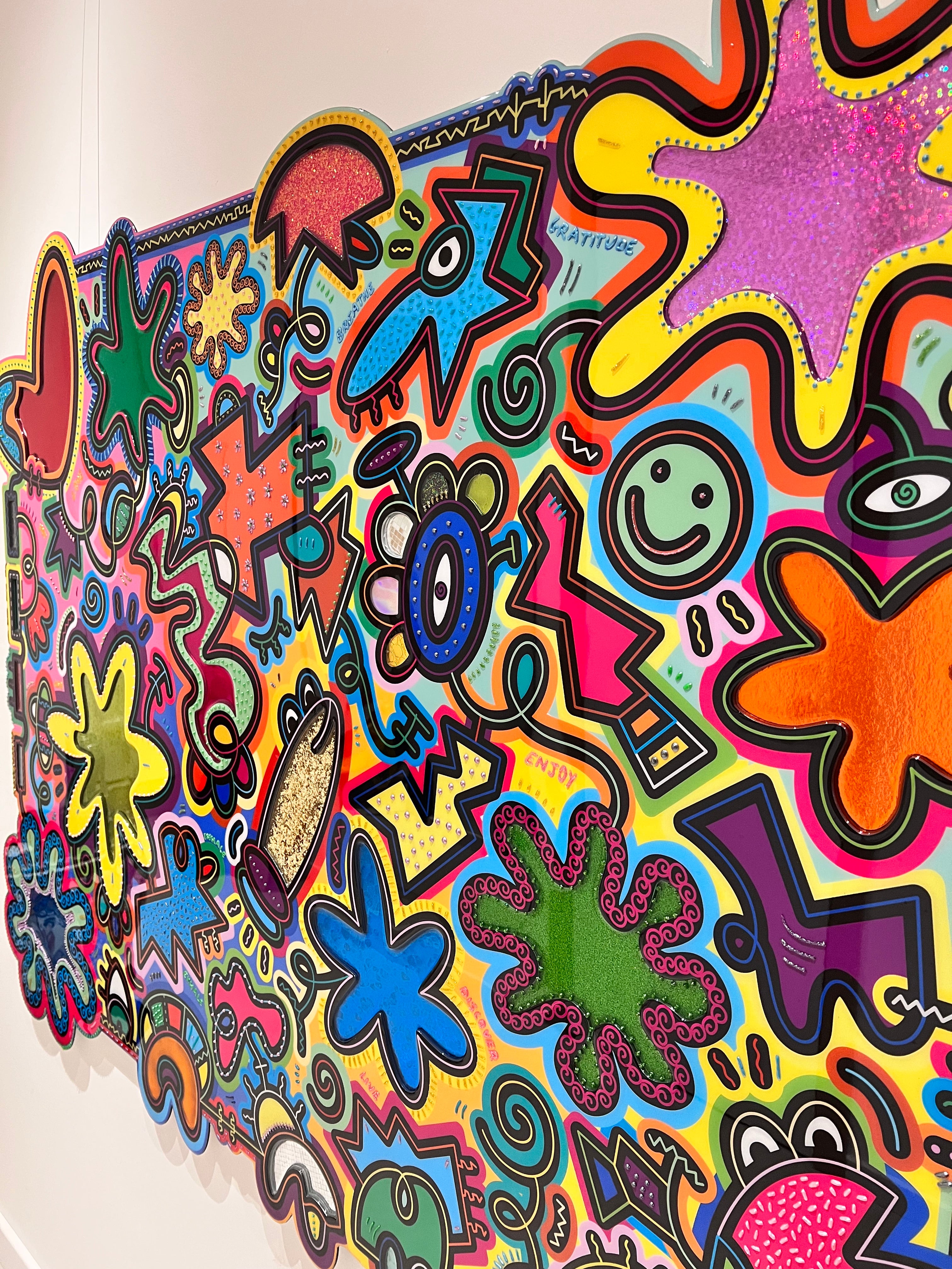 tableau pop art deco intérieure interior expo peintre belge artiste belge decoration original peinture Keith haring peps good vibes decoratie belgique Bruxelles Brussel print gallery popart epoxy résine resin contemporain contemporary abstract abstrait kunst kunstenaar belg Belgium Belgian artist design galerie galerij