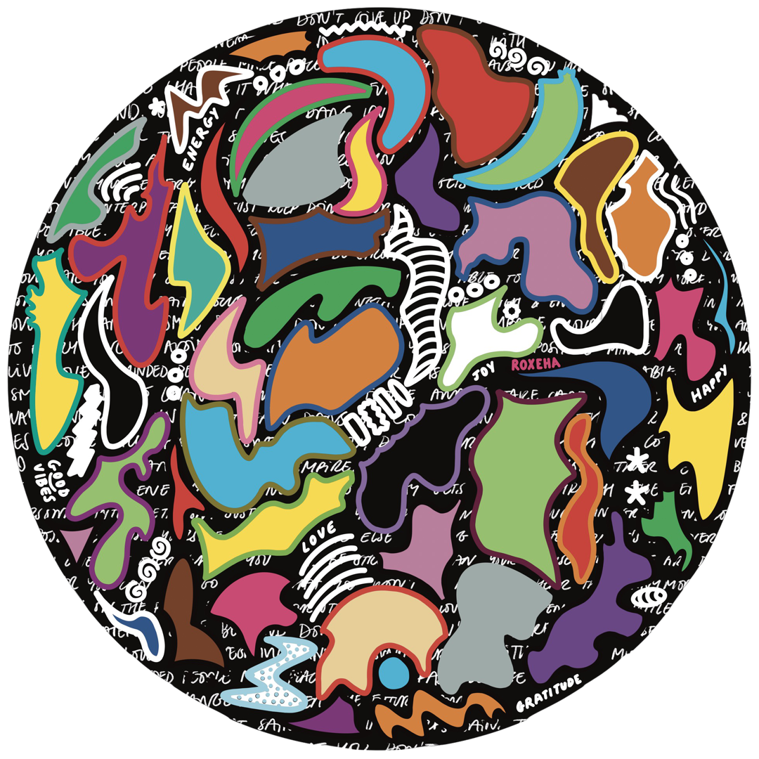 ROXEHA Tableau rond mandala pop art tableau support décoration intérieure lumière tableau salon peintre belge expo exposition artiste belge matière décoration exterieur artiste belge décoration d’extérieur jardin déco extérieure decoration exterieures artistes belges original peinture couleurs limited edition rond cool