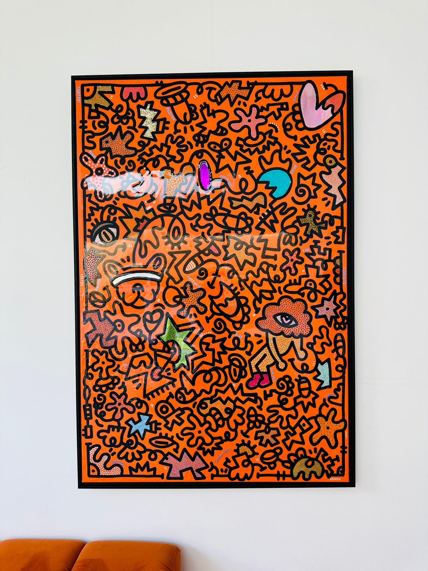 tableau pop art deco intérieure interior expo peintre belge artiste belge decoration original peinture Keith haring peps good vibes decoratie belgique Bruxelles Brussel print gallery popart epoxy résine resin contemporain contemporary abstract abstrait kunst kunstenaar belg Belgium Belgian artist design galerie galerij affordable art fair Brussels aaf doodle