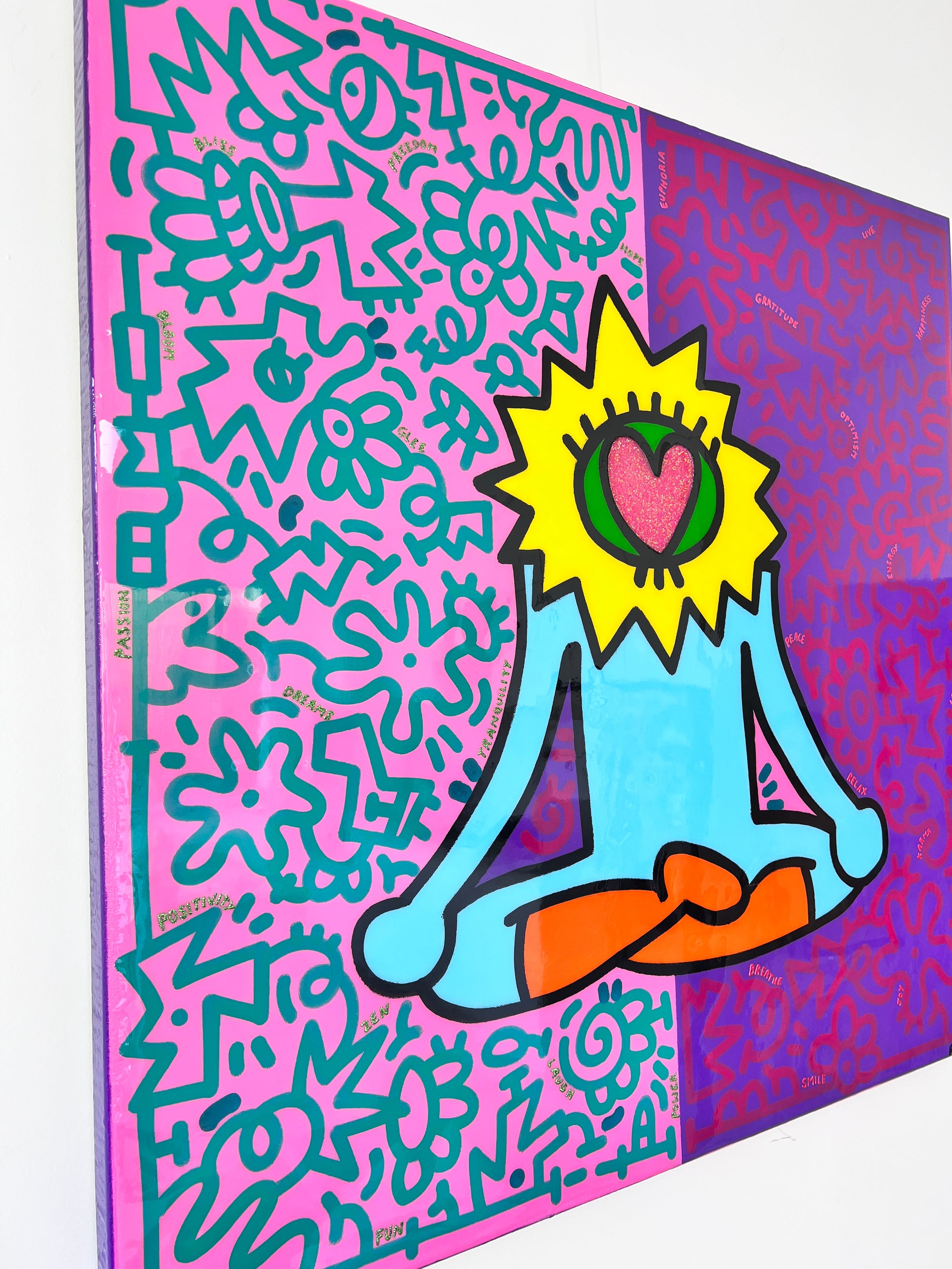 tableau pop art deco intérieure interior expo peintre belge artiste belge decoration original peinture Keith haring peps good vibes decoratie belgique Bruxelles Brussel print gallery popart epoxy résine resin contemporain contemporary abstract abstrait kunst kunstenaar belg Belgium Belgian artist design galerie galerij affordable art fair Brussels aaf doodle