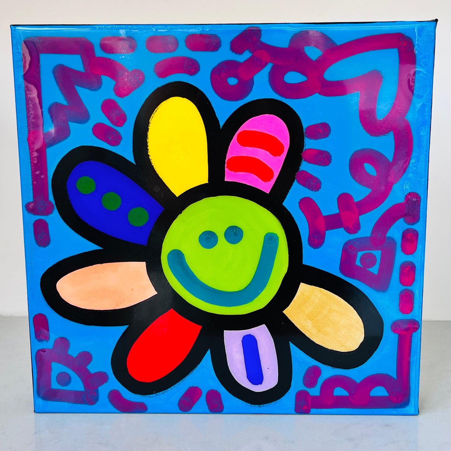 tableau pop art deco intérieure interior expo peintre belge artiste belge decoration original peinture Keith haring peps good vibes decoratie belgique Bruxelles Brussel print gallery popart epoxy résine resin contemporain contemporary abstract abstrait kunst kunstenaar belg Belgium Belgian artist design galerie galerij affordable art fair Brussels aaf doodle frenchie French bulldog