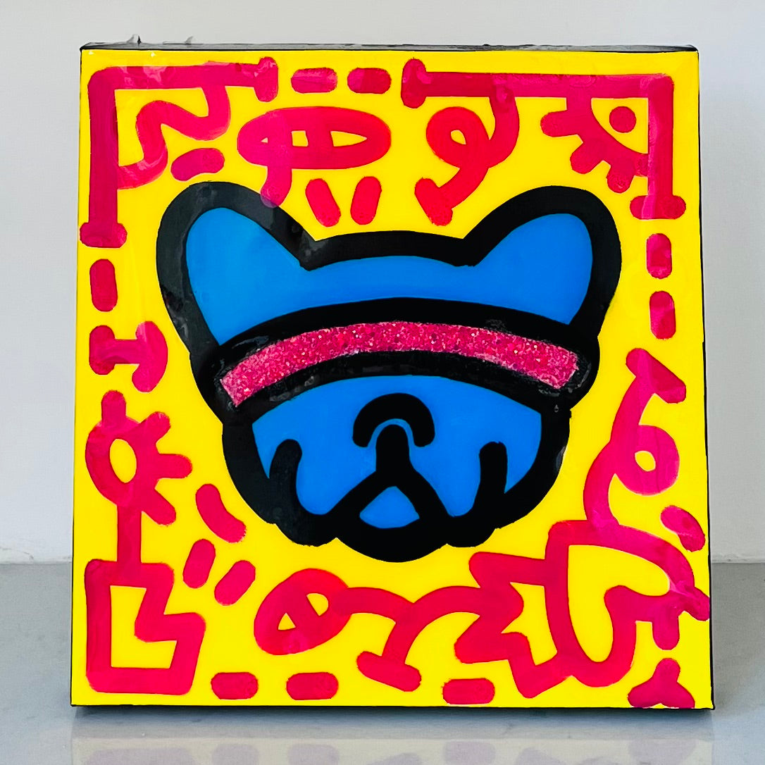 tableau pop art deco intérieure interior expo peintre belge artiste belge decoration original peinture Keith haring peps good vibes decoratie belgique Bruxelles Brussel print gallery popart epoxy résine resin contemporain contemporary abstract abstrait kunst kunstenaar belg Belgium Belgian artist design galerie galerij affordable art fair Brussels aaf doodle frenchie French bulldog