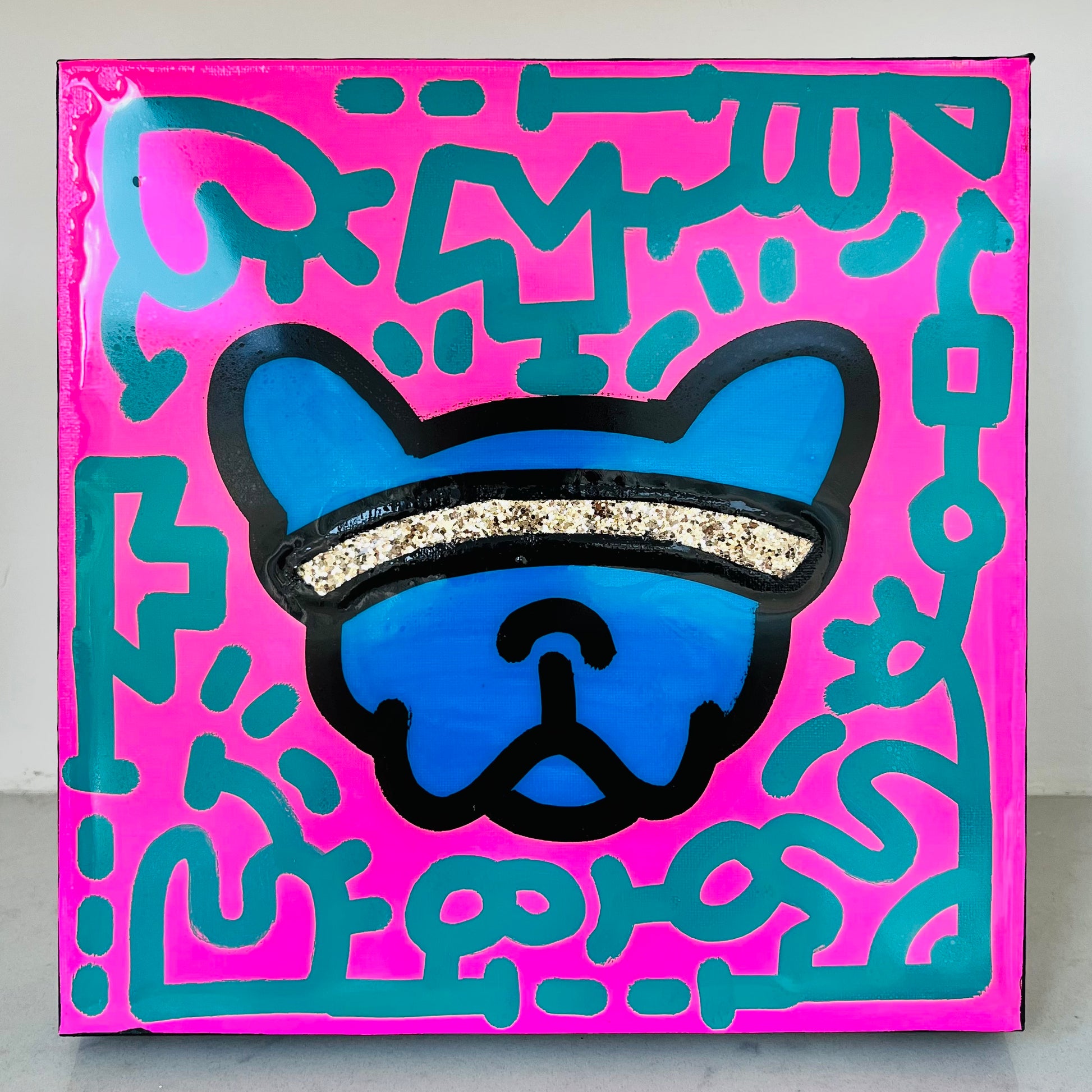 tableau pop art deco intérieure interior expo peintre belge artiste belge decoration original peinture Keith haring peps good vibes decoratie belgique Bruxelles Brussel print gallery popart epoxy résine resin contemporain contemporary abstract abstrait kunst kunstenaar belg Belgium Belgian artist design galerie galerij affordable art fair Brussels aaf doodle frenchie French bulldog