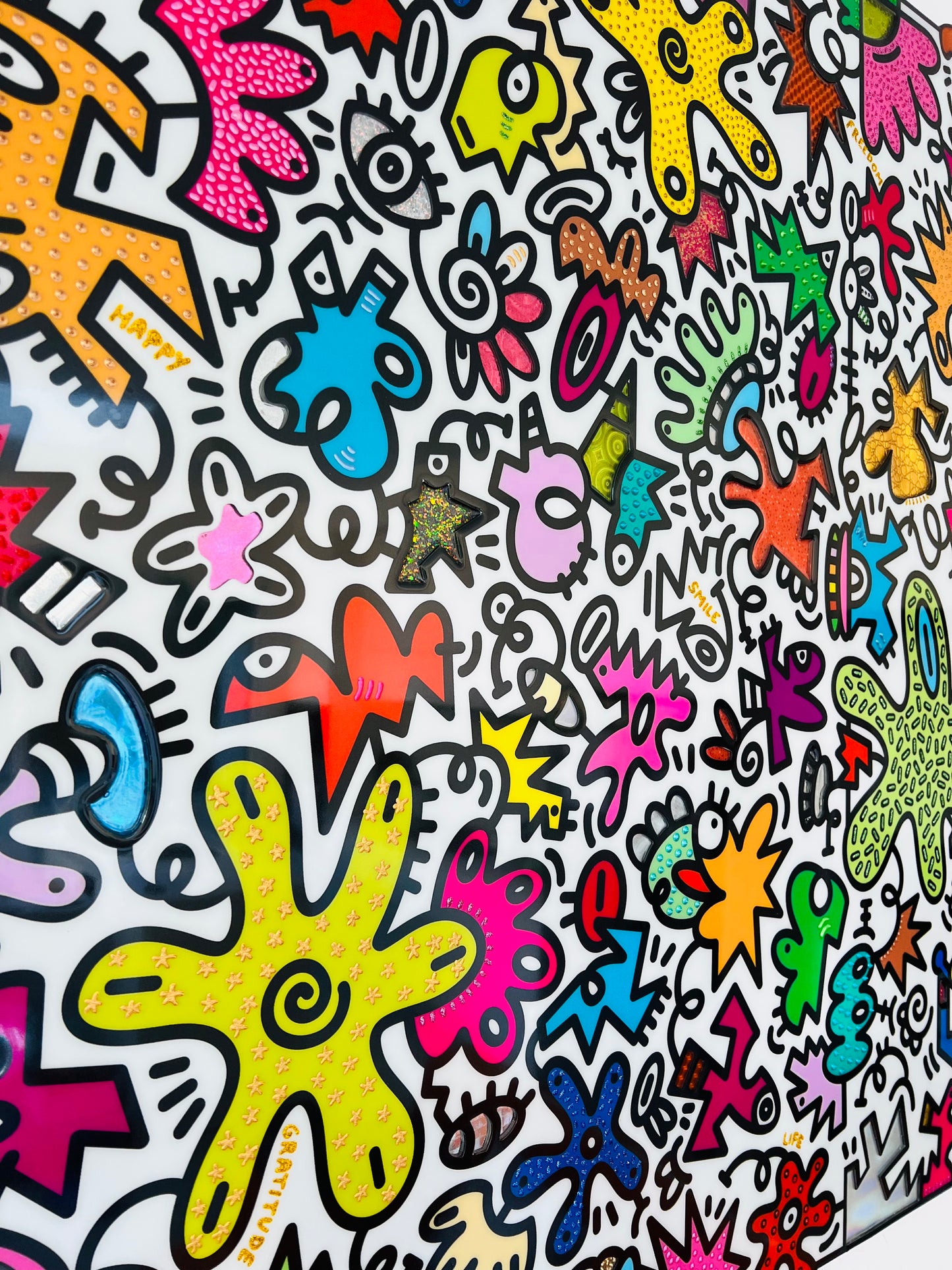 tableau pop art deco intérieure interior expo peintre belge artiste belge decoration original peinture Keith haring peps good vibes decoratie belgique Bruxelles Brussel print gallery popart epoxy résine resin contemporain contemporary abstract abstrait kunst kunstenaar belg Belgium Belgian artist design galerie galerij affordable art fair Brussels aaf doodle frenchie French bulldog