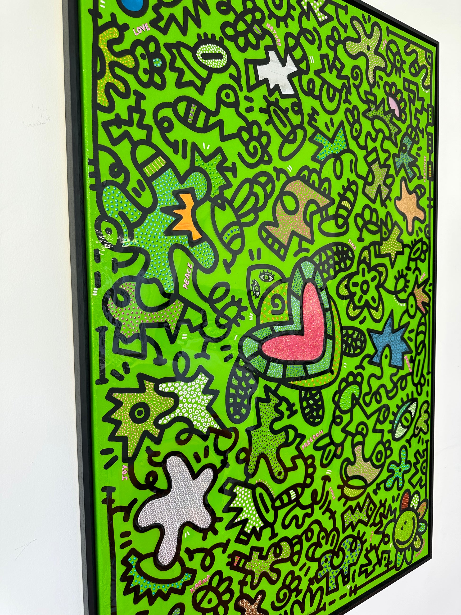 tableau pop art deco intérieure interior expo peintre belge artiste belge decoration original peinture Keith haring peps good vibes decoratie belgique Bruxelles Brussel print gallery popart epoxy résine resin contemporain contemporary abstract abstrait kunst kunstenaar belg Belgium Belgian artist design galerie galerij affordable art fair Brussels aaf doodle