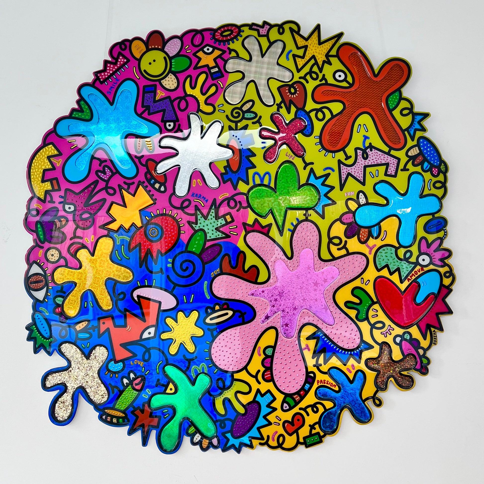 tableau pop art deco intérieure interior expo peintre belge artiste belge decoration original peinture Keith haring peps good vibes decoratie belgique Bruxelles Brussel print gallery popart epoxy résine resin contemporain contemporary abstract abstrait kunst kunstenaar belg Belgium Belgian artist design galerie galerij affordable art fair Brussels aaf doodle frenchie French bulldog