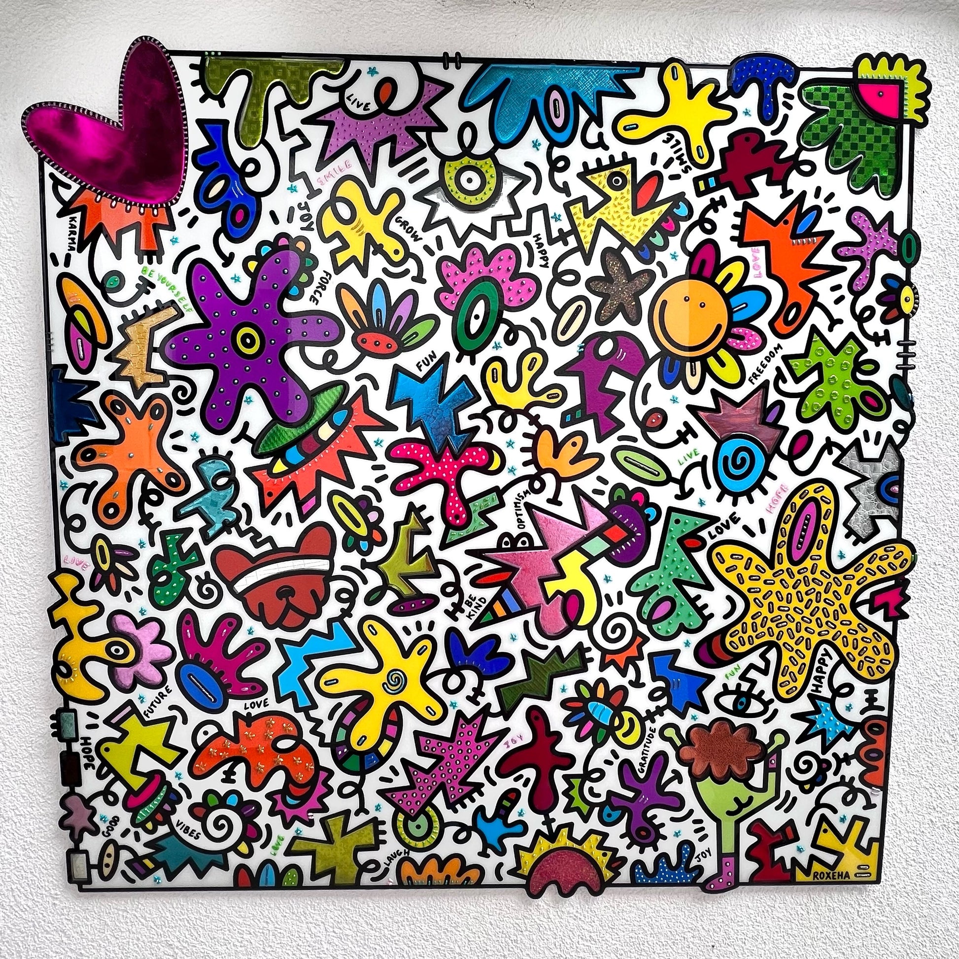 tableau pop art deco intérieure interior expo peintre belge artiste belge decoration original peinture Keith haring peps good vibes decoratie belgique Bruxelles Brussel print gallery popart epoxy résine resin contemporain contemporary abstract abstrait kunst kunstenaar belg Belgium Belgian artist design galerie galerij