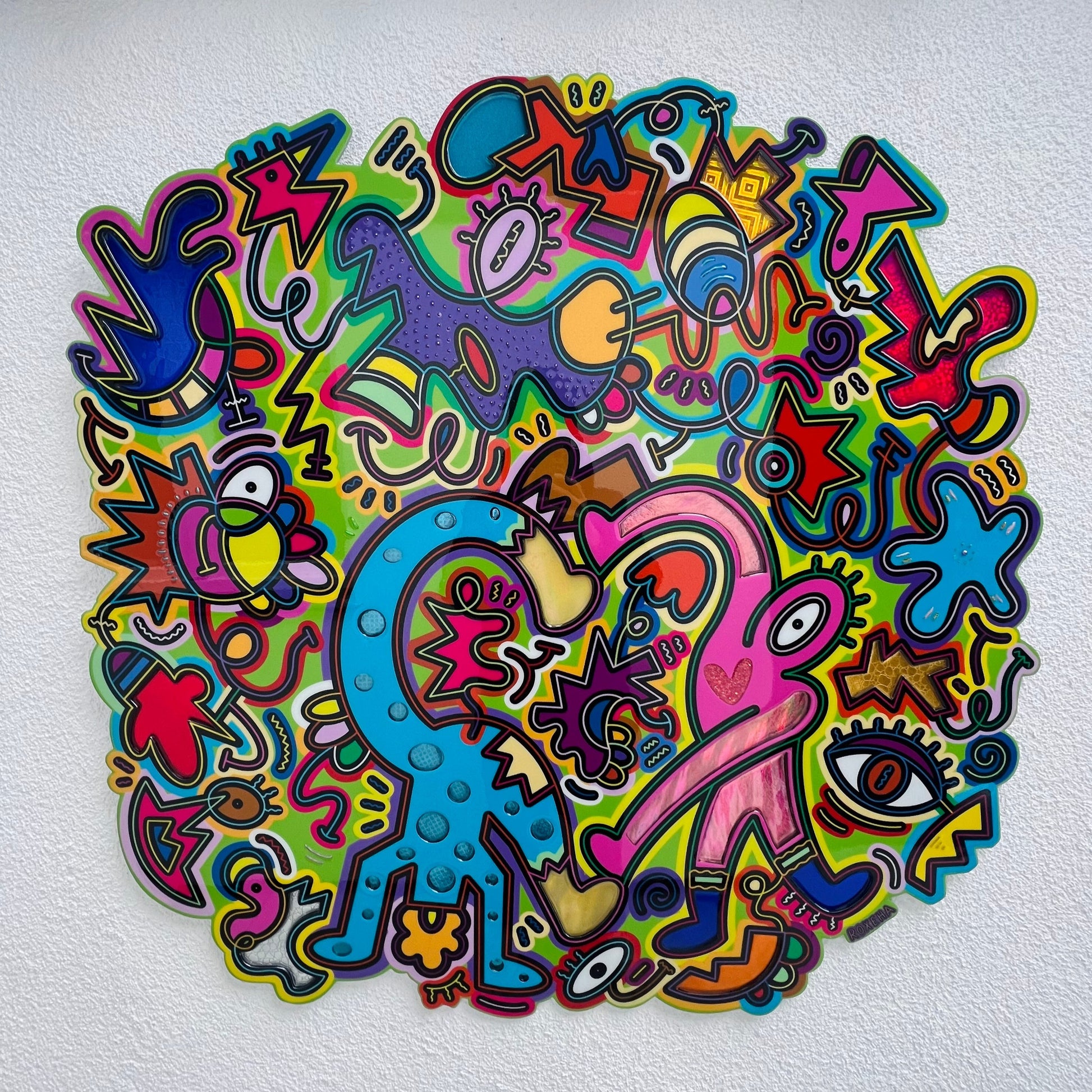 tableau pop art deco intérieure interior expo peintre belge artiste belge decoration original peinture Keith haring peps good vibes decoratie belgique Bruxelles Brussel print gallery popart epoxy résine resin contemporain contemporary abstract abstrait kunst kunstenaar belg Belgium Belgian artist design galerie galerij