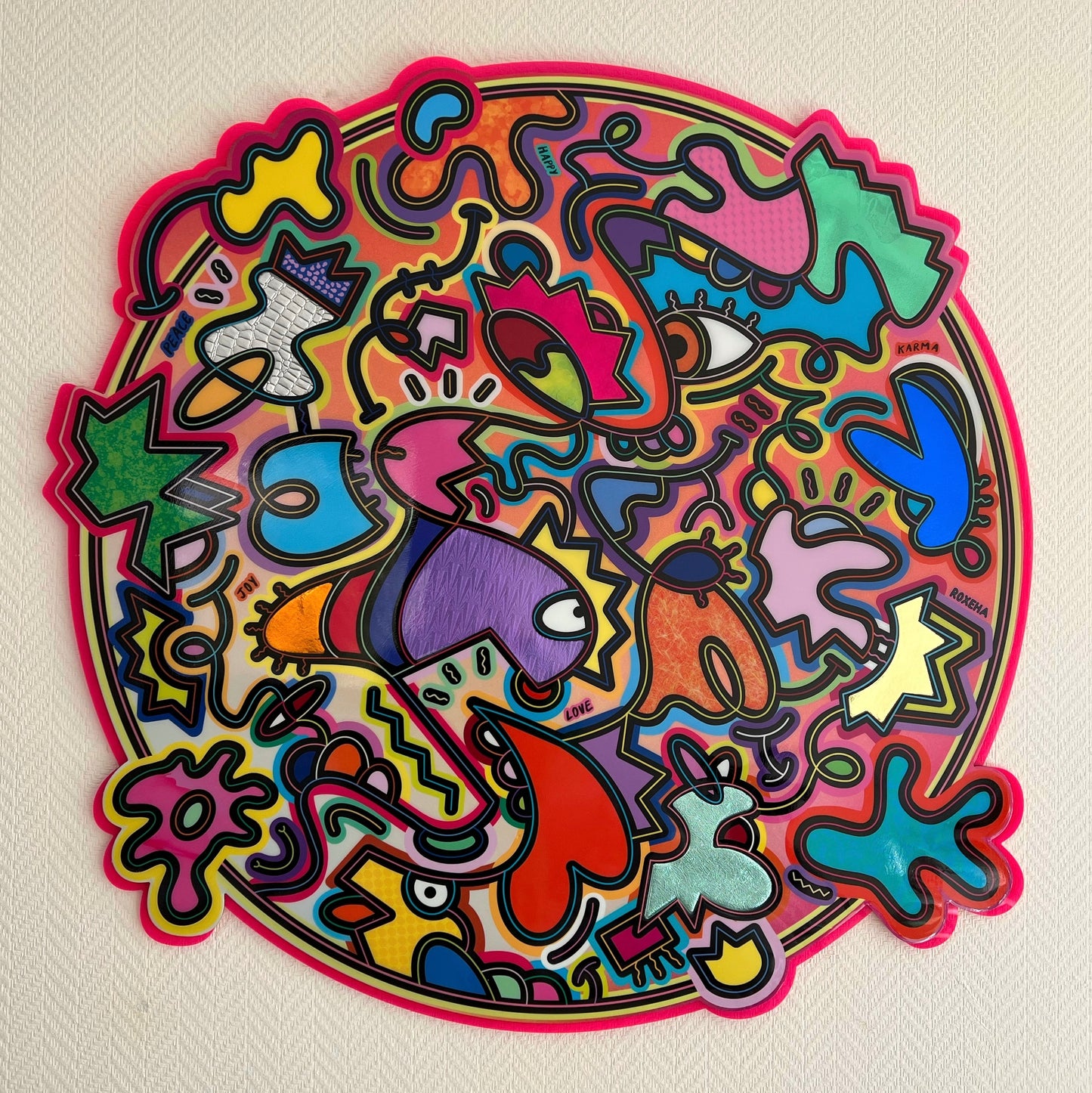 tableau pop art deco intérieure interior expo peintre belge artiste belge decoration original peinture Keith haring peps good vibes decoratie belgique Bruxelles Brussel print gallery popart epoxy résine resin contemporain contemporary abstract abstrait kunst kunstenaar belg Belgium Belgian artist design galerie galerij