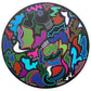 ROXEHA Tableau rond mandala pop art tableau support décoration intérieure lumière tableau salon peintre belge expo exposition artiste belge matière décoration exterieur artiste belge décoration d’extérieur jardin déco extérieure decoration exterieures artistes belges original peinture couleurs limited edition rond cool shapes formes vormen
